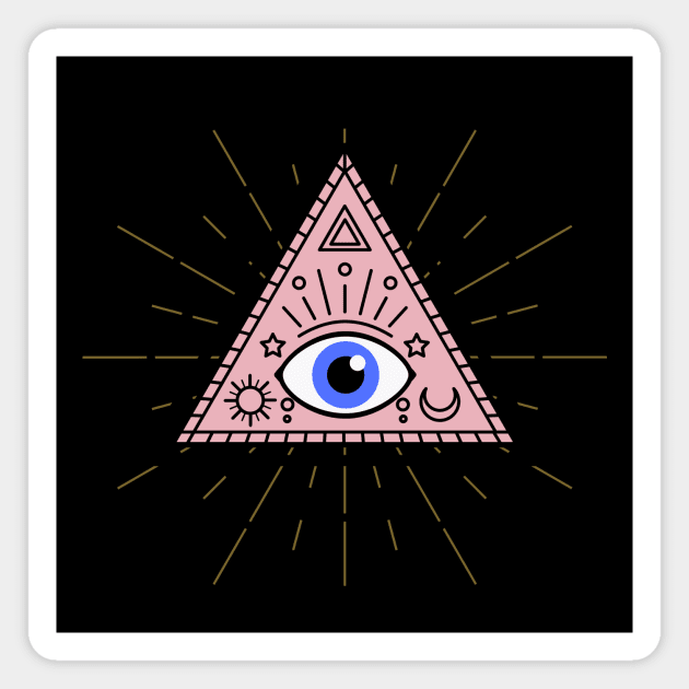 All Seeing eye - Pink with Blue eye Magnet by Just In Tee Shirts